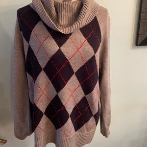 ARGYLE COWL NECK SWEATER